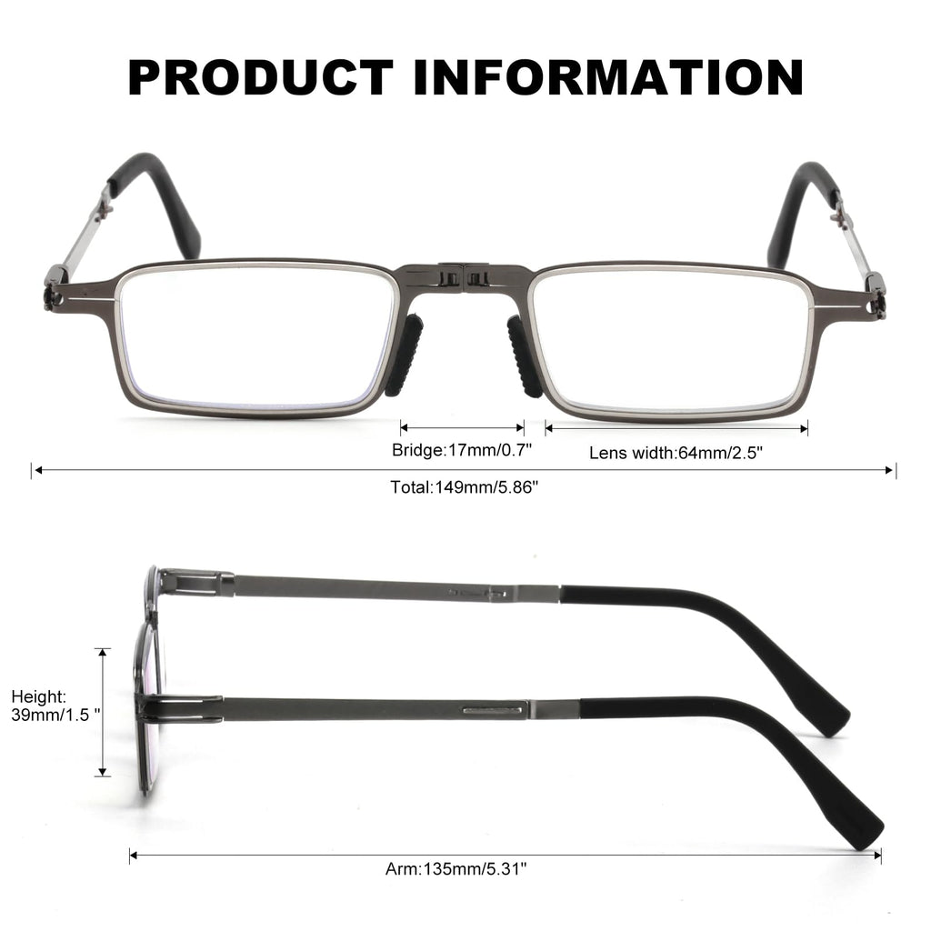 SKYOLUY Durable Ultra Thin and Lightweight Folding Reading Glasses for Men Women, Blue Light Blocking Compact Computer Foldable Readers, Pocket Portable Sturdy Frame With Case Black 1.5x