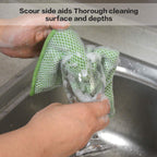 SINLAND 5 Color Assorted Microfiber Dish Cloth Best Kitchen Cloths Cleaning Cloths with Poly Scour Side 12Inchx12Inch 20 Pack (Pinkx4+bluex4+whitex4+yellowx4+greenx4)