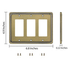 Henne Bery Rope Edge Decorative Wall Plate Switch Plate Outlet Cover (Triple Decorator, Antique Brass)