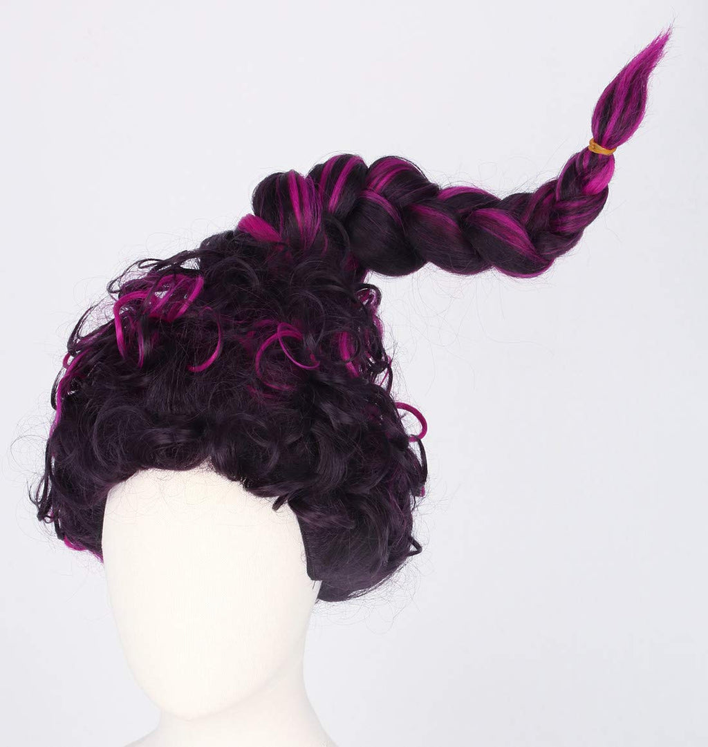 Topcosplay Women Wig Purple Mixed Red Halloween Costume Cosplay Wigs with Braid