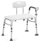 500lb Heavy Duty Shower Bench, Tool-Free Tub Transfer Bench with Arms & Back, Height Adjustable Handicap Shower Seat, Non-Slip Bath Safety Chair for Elderly & Surgery Recovery