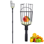 Pragmatist Fruit Picker Pole Tool with Basket, 9.6 FT (116 Inch) Adjustable Fruit Grabber Reacher Tool Long Handle Fruit Catcher for Apple Lemon Pear Citrus Mango Tree Gardening Supplies, Black