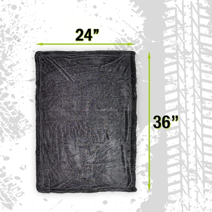 ExoForma Mega Car Drying Towel - Holds Up to 9 lbs, No Streaks, Scratches, or Water Spots | 1200 GSM Microfiber Double Twist Pile & Edgeless Design, 1 Quick & Effortless Dry - 24” x 36”