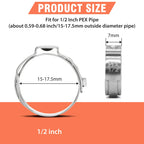 WYSIWYKA 120pcs 1/2 inch PEX Cinch Clamps Rings, 304 Stainless Steel Pex Crimp Rings, Heavy Duty Thickened Single Ear Hose Clamps for PEX Tubing Pipe Fitting Connections