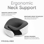 Proglobe Travel Neck Pillow for Airplanes, Long Haul Flight Kit, Grey