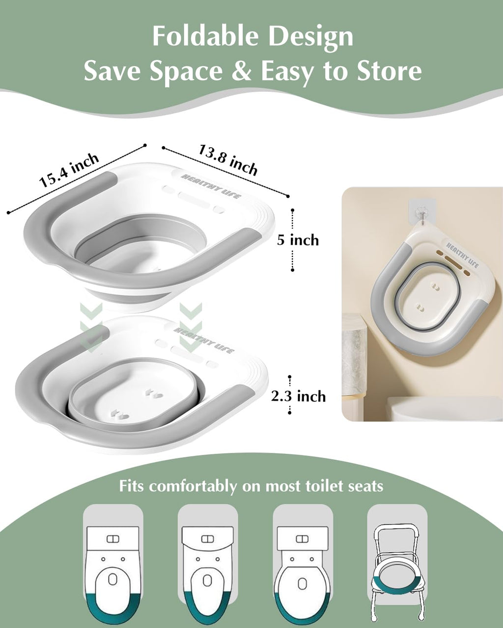 Foldable Electric Sitz Bath Kit with Automatic Flushing for Hemorrhoid Relief and Postpartum Care | Portable Hip Bath Basin for Perineal Soaking, Pain Relief, and Bidet Functionality, Easy to Use