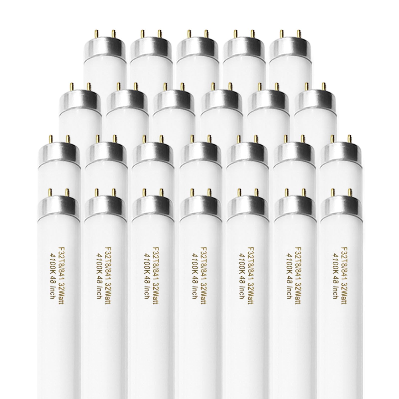 Konideke 25 Pack F32T8/841 Fluorescent Tube 48 Inch, T8 Fluorescent Light Bulb 4 Foot 32 Watt 4100K Cool White 2600 Lumens G13 Base