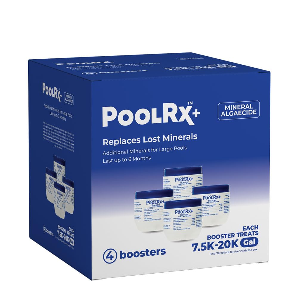 Pool RX 332004 4-Pack PoolRx+ Booster Blue Swimming Pool Algaecide, 4 Pack
