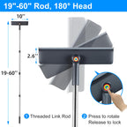 Purexa 3-in-1 Window Squeegee for Home - 60" Window Cleaning Kit with 3 Microfiber Cloths & Screen Brush, All-in-1 Cleaner Tool for Outdoor Windows, Glass Door & Screens, Lightweight & Easy Storage