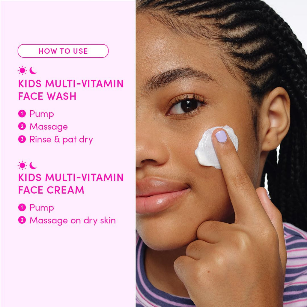 Evereden Barbie Limited Edition Kids Happy Face Duo + Exclusive Accessories | Multi-Vitamin Face Wash & Cream Set with Stickers + Bracelets | Clean Skin Care for 3+ | Barbie Gift Box for Kids