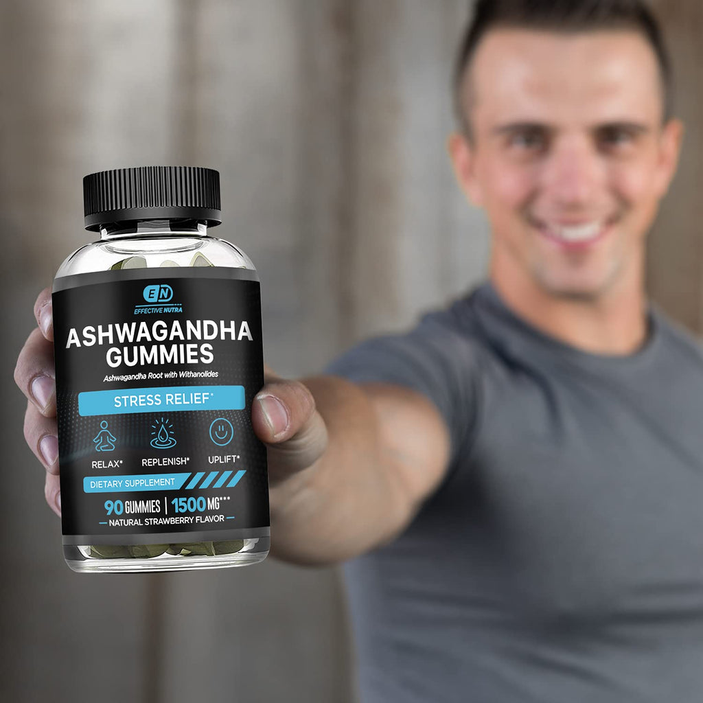 Effective Nutra Ashwagandha Gummies 1500mg – Extra Strength Stress & Sleep Support – 90-Day Supply, Just 2 Gummies Daily – Vegan, Non-GMO, Third-Party Tested – Made in USA (2-Pack)