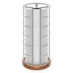 NearMoon Toilet Paper Organizer Stand, Freestanding 3 Rolls Tissue Storage, Metal Bathroom Accessory, Rustproof Toilet Roll Holder for Kitchen Countertop Inside Cabinet Shelf(Wooden Base, Chrome)