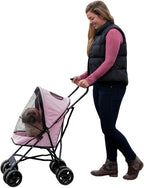 Pet Gear Travel Lite Plus Stroller, Compact, Easy Fold, No Assembly Required, Large Wheels for Cats and Dogs up to 15 pounds, New Rose Pink