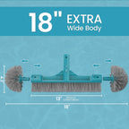 18” Pool Brush Head - Plastic Pool Brushes with Round Ends for Cleaning Swimming Pool Walls, Steps & Corners, Safe for Vinyl Liner(No Pole)
