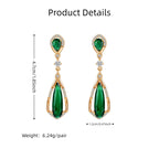 Hpoewre Vintage Emerald Green Teardrop Earrings,925 Sterling Silver Posts & 18K Gold-Plated Brass Drops,Cubic Zirconia Dangle Earrings for Women (Vintage)
