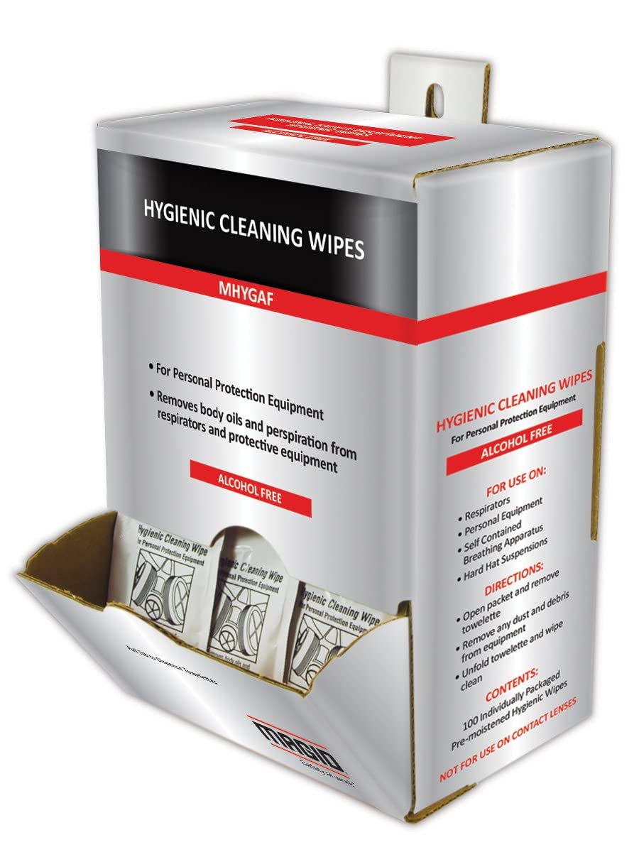MAGID MMHYGAF Hygienic Wipes | Alcohol-Free Hygienic Wipes - for Use with Respirators, Removes Body Oils & Perspiration, 2 Dispensers (200 Total)