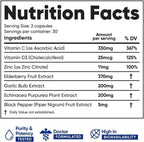 Immuneti Advanced Immune Support – Doctor Formulated 6-in-1 Daily Immunity Supplement – Made in USA – with Vitamin C, D3, Zinc, Elderberry, Garlic & Echinacea - Vital Nutrients & Antioxidants (3)