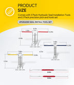 5 Pack Hydraulic Seal Installation Tool Kit, Hydraulic Cylinder Piston Repair Seal Tools, U-Cup Rod Seal Installation Tool Kits, Upgraded Seal Twistor Install Tool Set with Pick and Hook Set
