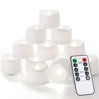 Homemory 12pcs Remote Timer LED Tea Lights Candles, 400+Hours Flickering Flameless Battery Votive Tealights for Tabletop Lighting, Centerpieces Decor, Holiday