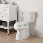 Mayfair Cassel slow close toilet seat, easy clean non-slip premium wood seat, install, made in USA, elongated, white