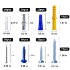 Wensilon (270 pcs) Assortment Plastic Drywall Wall Anchors Kit Screws