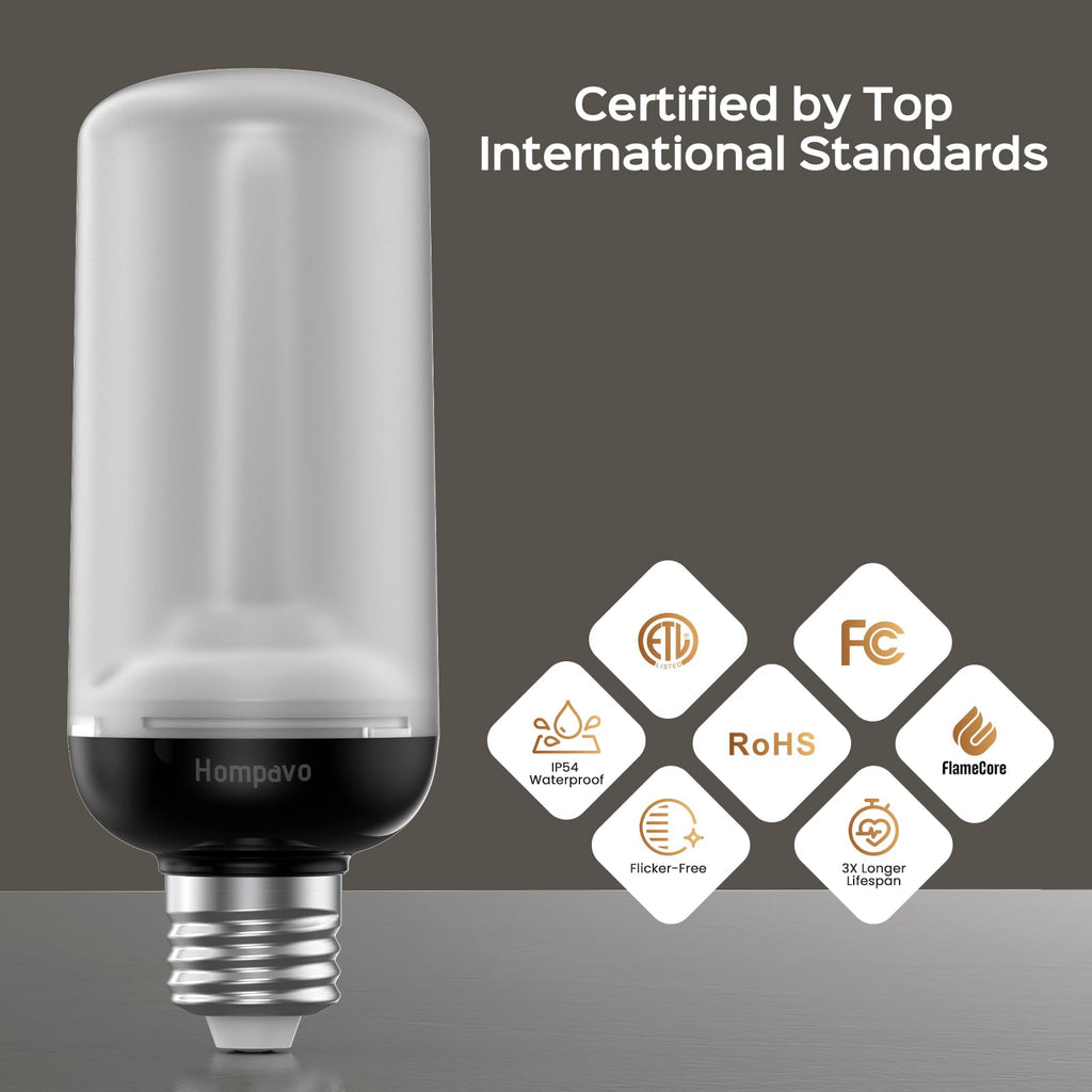 Hompavo Gen2 Flame Light Bulbs, Like Real Fire 4-Mode for Home Decorations