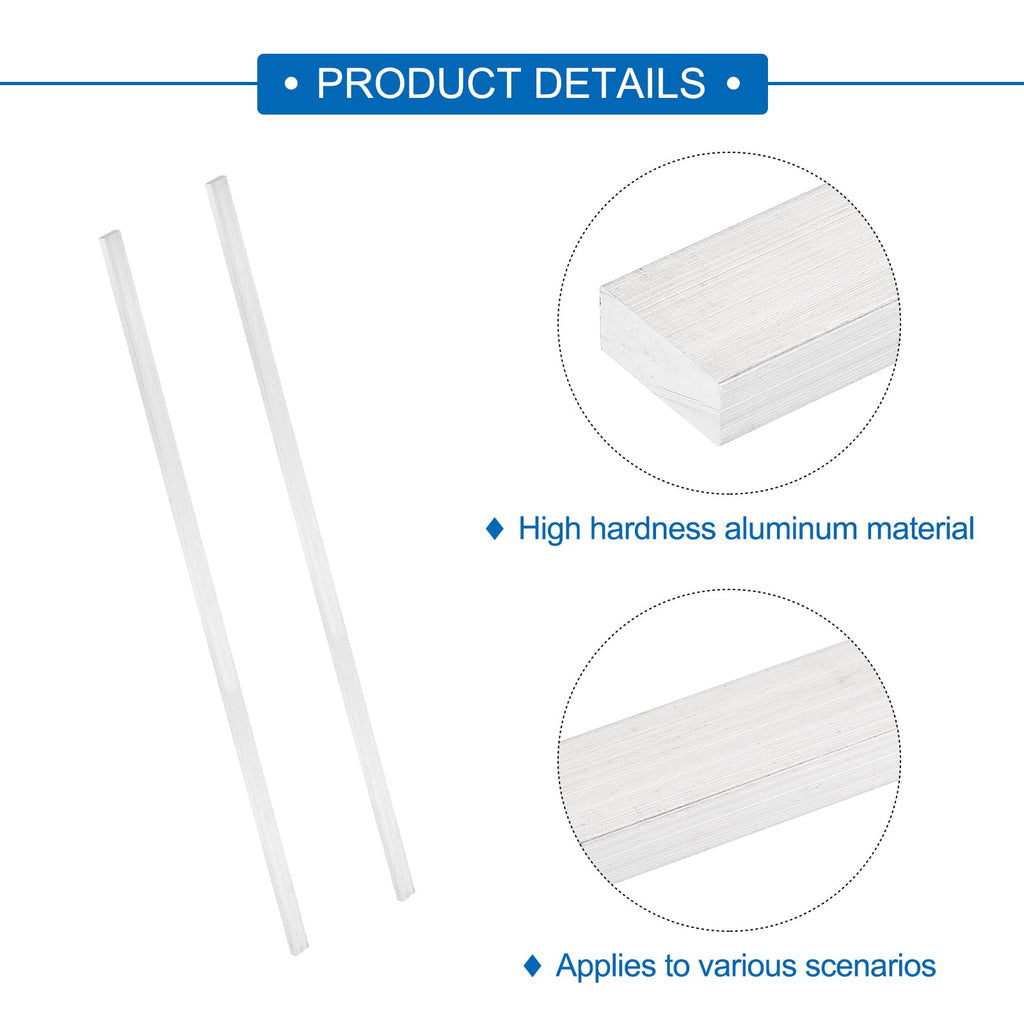 MECCANIXITY 6 Pcs Square Aluminum Flat Bar, 3/16" (5mm) Thick x 3/8" (10mm) Width x 16" (406.4mm) Long 6061 Aluminum Flat Plate Solid New Mill Stock Silver for Industrial Building