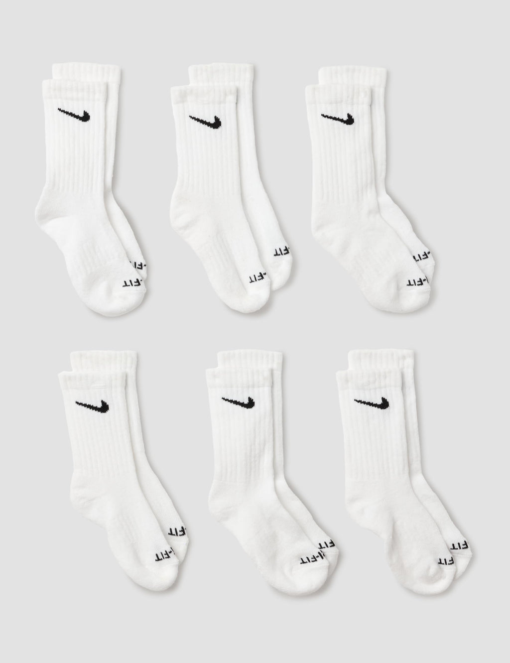 Nike Dri-Fit Performance Basic Crew (Toddler/Little Kid) White 5-7 (10 Toddler-3 Little Kid)