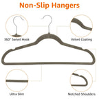Amazon Basics Slim Velvet Non-Slip Space Saving Suit Clothes Hangers, Closet Organizer, Gray/Silver, 50-Pack