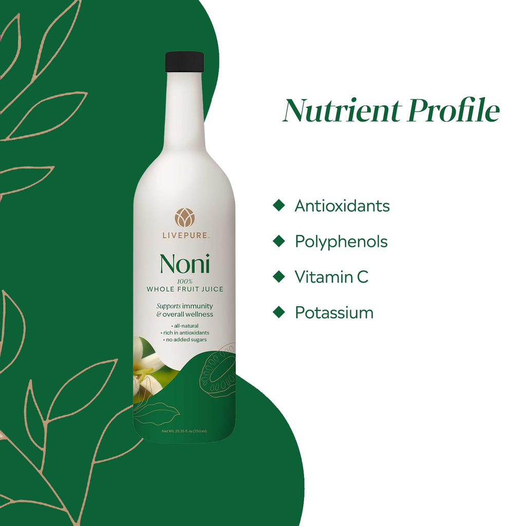 Pure Noni Juice | 25.35 fl oz | 100% Whole Fruit, No Added Sugars