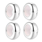 Clip Stopper Charms Sterling Silver Rondelle Spacer Bead Charm Stopper Charm for Pandora Charm Bracelets (Silver (4 pcs))