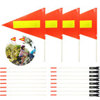 Uelfbaby 4Pcs Bike Safety Flag With Reflective Stripe - 6 Ft Heavy Duty Fiberglass Pole, Polyester Full Color Tear-Resistant Waterproof Orange Double-Sided Reflective Flag