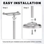 WZKALY Toilet Paper Holder Stand, Brushed Nickel Toilet Paper Holder Free Standing, Post Pivoting Design & Stable Weighted Base SUS304 Stainless Steel for Bathroom(Mega Roll)