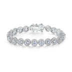 Gemsme Tennis Bracelet for Women 1 Row 18K White Gold Plated 5mm Round Cubic Zirconia Bracelets