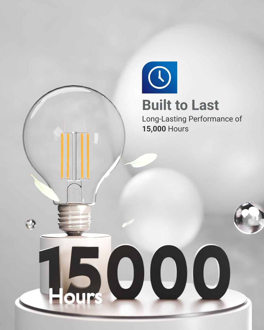 10 Pack G25 LED Light Bulbs, Filament Edison Globe, Vanity Lighting Bulb for Bathroom Bedroom, 500 LM, 5W (60W Equivalent), 4000K Cool White, Dimmable, E26 Base, Clear UL