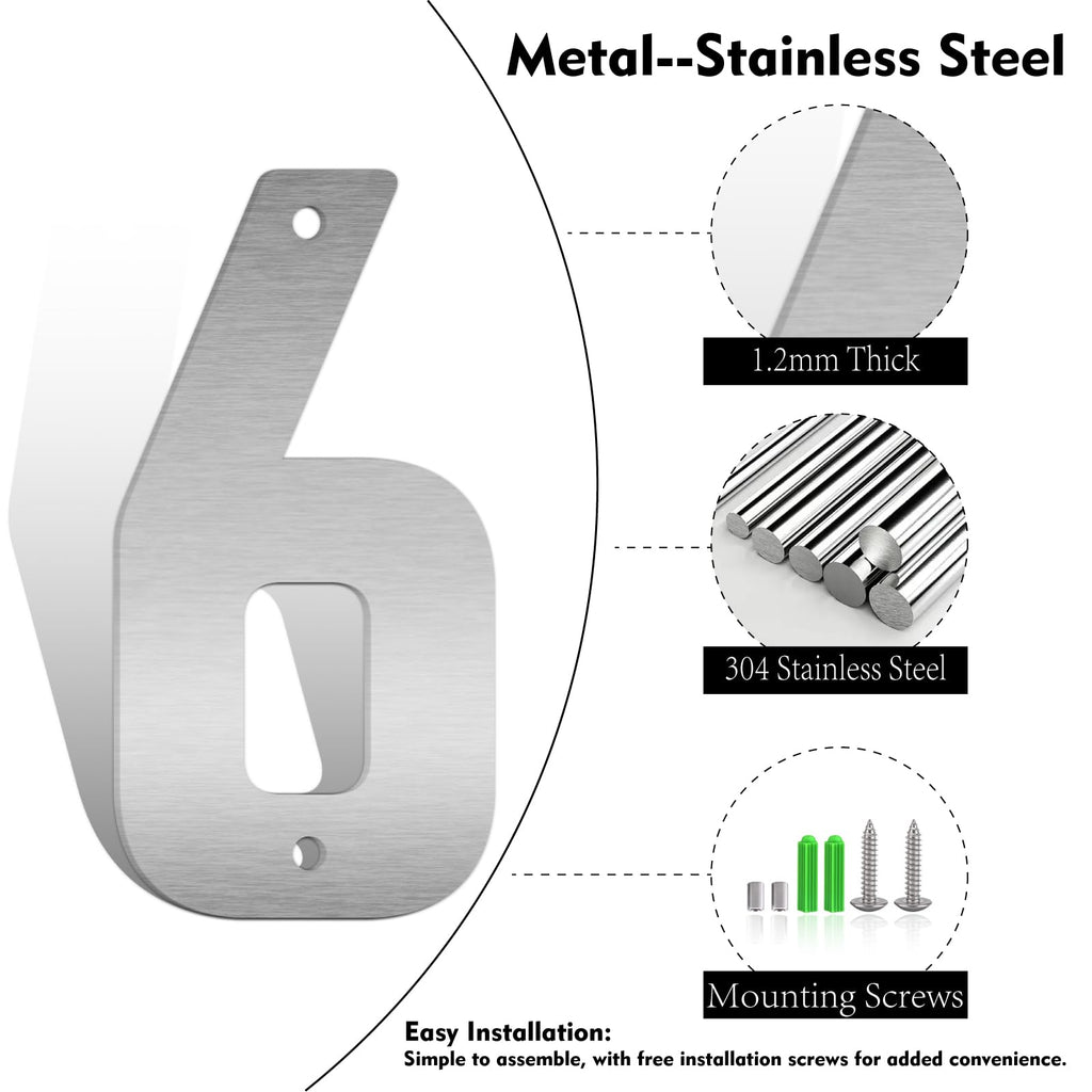 20 Inch Stainless Steel Metal Floating Address Numbers, Silver Metal House Letters, 304 Stainless Steel House Address Letters and Numbers, Modern Door Number and Letter for Home Hotel Office (1)