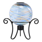 Solar Gazing Ball Glass Reflective Garden Globe for Outdoor Lawn Decor, 10"
