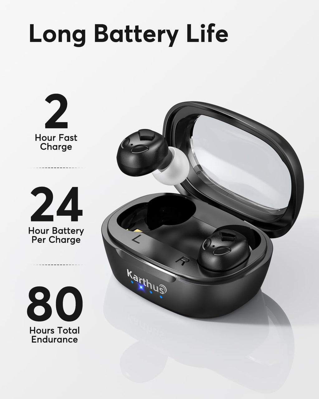 Karthus Rechargeable Hearing Aids for Seniors, OTC Hearing Aids with Hearing Loss, Clear Sound & Noise Reduction,80Hrs Long-Lasting Battery, Comfort & Invisible Design for Adults & Elderly, Black