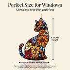 Cat Stained Glass Window Hanging Ornament Gift for Cat Lovers Mom 8 Inch