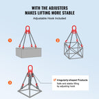 VEVOR Chain Sling, 3/8 inch x 10 ft Lifting Chains with Hooks, G80 Engine Chain Hoist Lifts, 18400 lbs/8 Ton Lifting Sling Chains for Engine Hoist, Engine Lift Chain with 4 Leg Grab Hooks & Adjusters