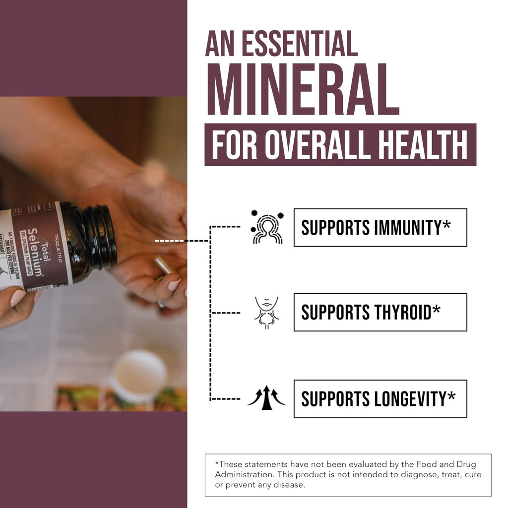 Total Selenium - 200 mcg, Plant-Based Selenium - Full Spectrum, Contains 4 Essential Organic Forms of Selenium Including Selenomethionine - Derived from Garlic - 60 Capsules