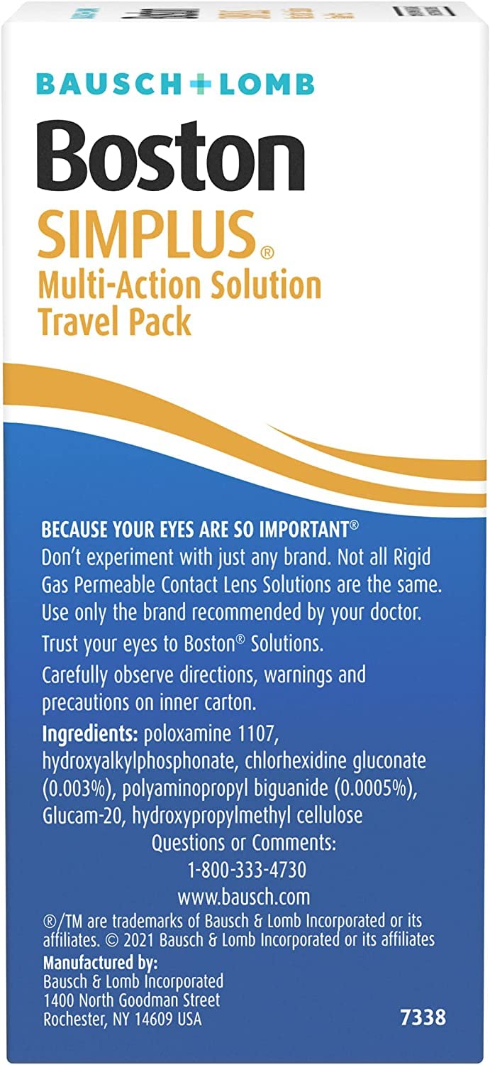 Boston Simplus Contact Lens Solution, for Gas Permeable Contact Lenses, Contact Lens Case Included, 1 Fl Oz (Pack of 2)