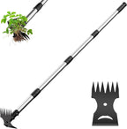 Ukiupop Weed Puller Tool with Long Handle 2-in-1 Garden Hoe and Weed Rake