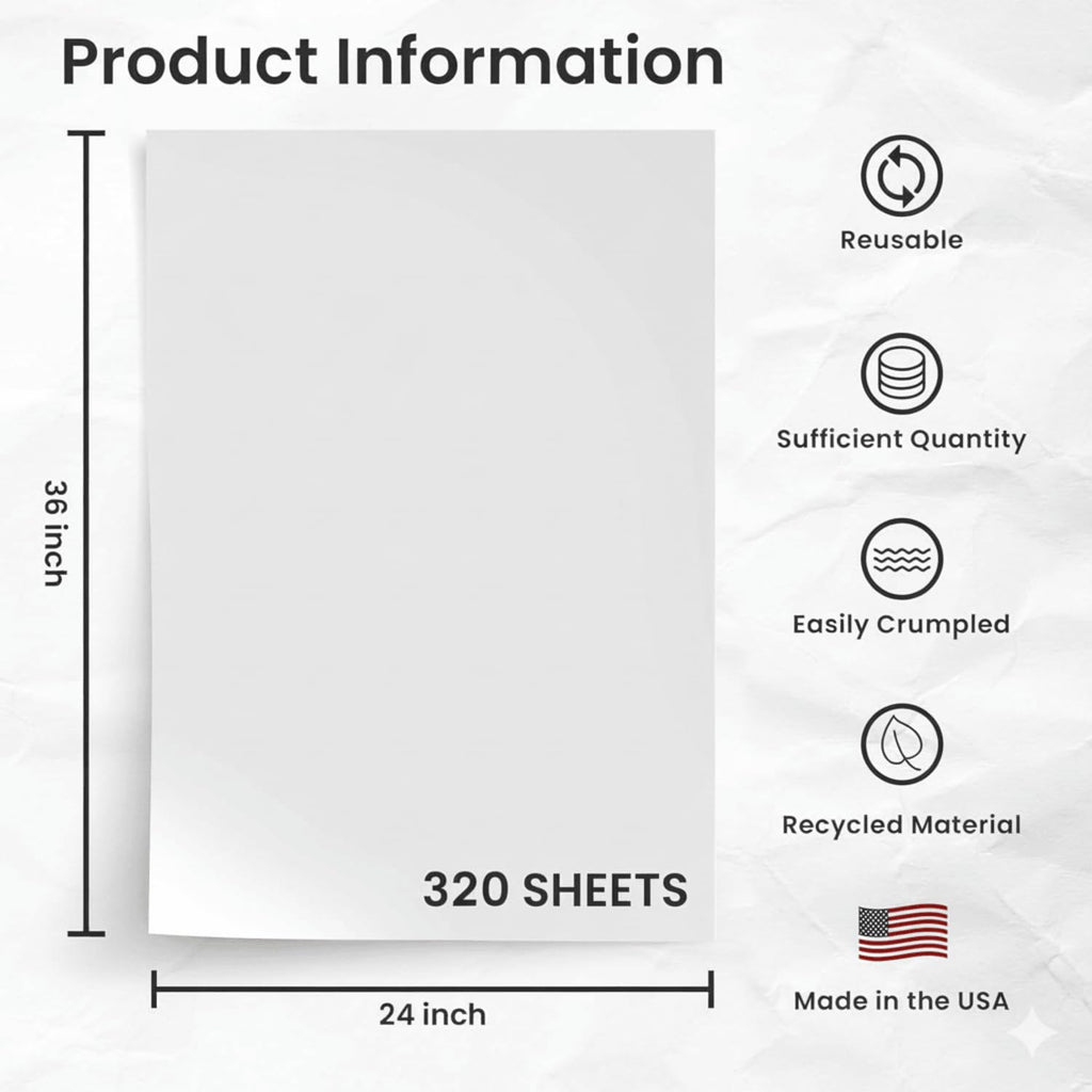 Bryco Goods 24" x 36" Newsprint Packing Paper Sheets for Moving | 320 Sheets | 20lb | Made in USA | Newspaper Paper | Must Have in Your Shipping Supplies