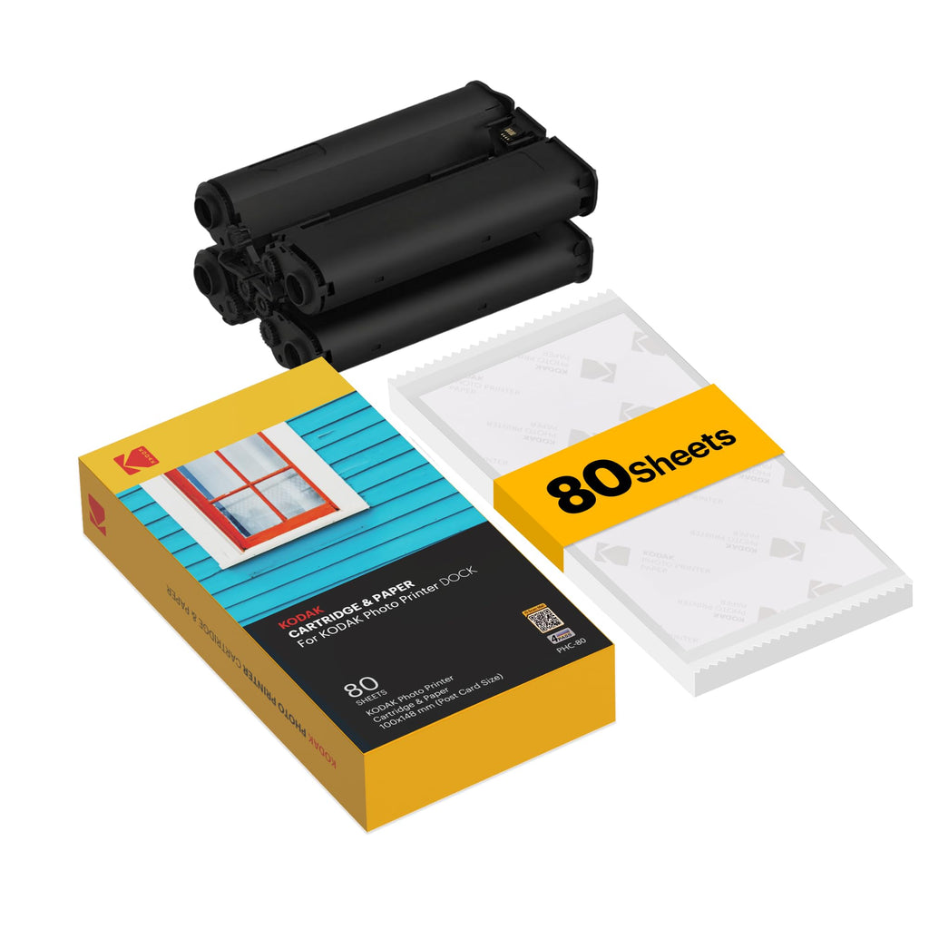 KODAK Dock 4x6” Cartridge Refill, 80 Sheets, Dock Plus & Dock Era