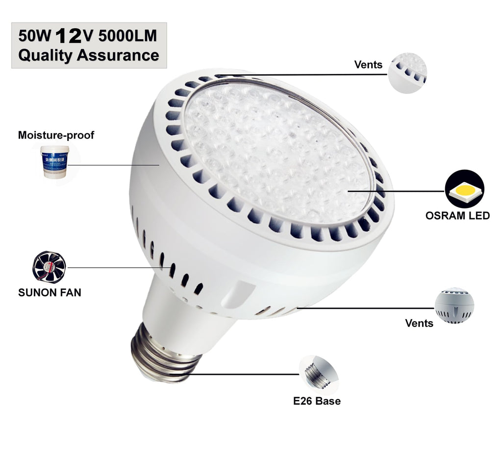 QCYYQYT LED Pool Light Bulb 12V 50W 5000LM 6500K Daylight White LED Swimming Pool Light Bulb, Replaces up to 200-800W Traditionnal Bulb for Most Pentair Hayward Light Fixtures（NOT 120V）