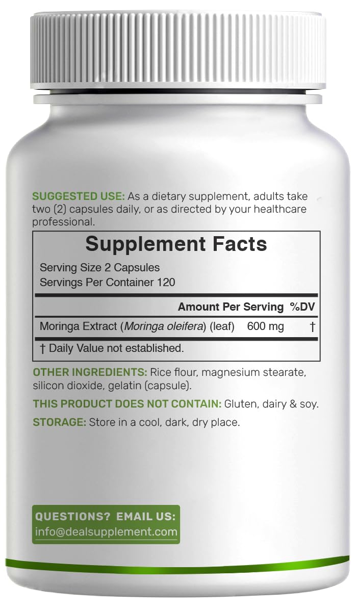 Moringa Capsules 240 Capsules – 4 Month Supply – Maximum Potency Pure Moringa Leaf Extract – Complete Green Superfood Supplement for Energy, Skin & Immune Health Support*