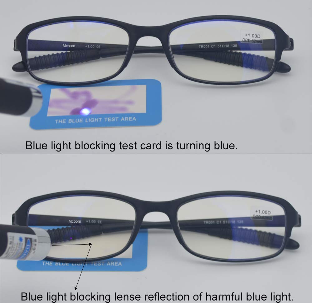 Mcoorn Computer Blue Light Blocking Reading Glasses(Flexible and Lightweight) UV Protection Readers Anti Eyestrain for Women Men