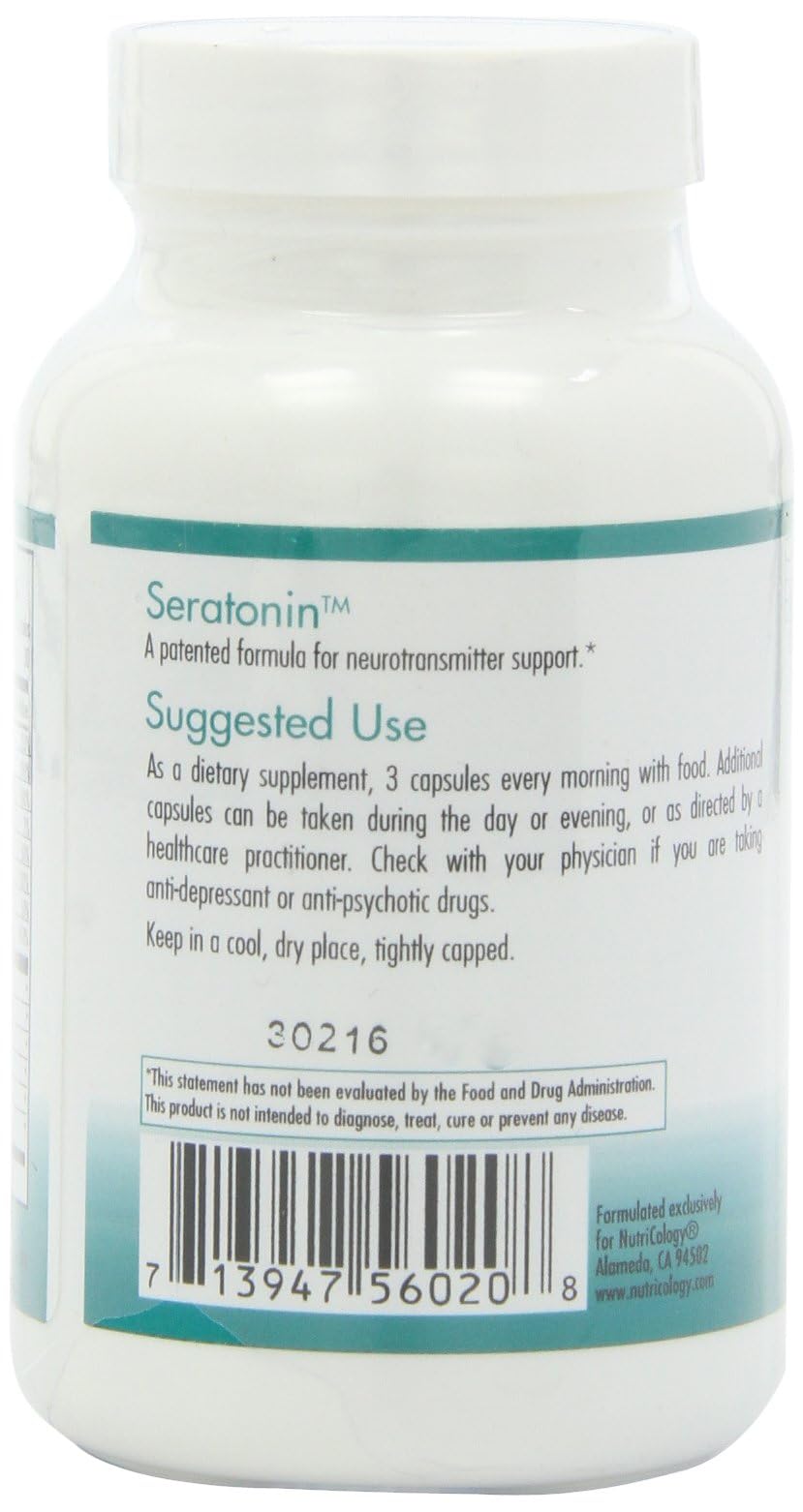 Allergy Research Group NutriCology Seratonin - Serotonin Support Supplement - Mood & Sleep Support Capsules - Neurotransmitter Balance Formula - Vegetarian - 30 Servings - 90 Capsules