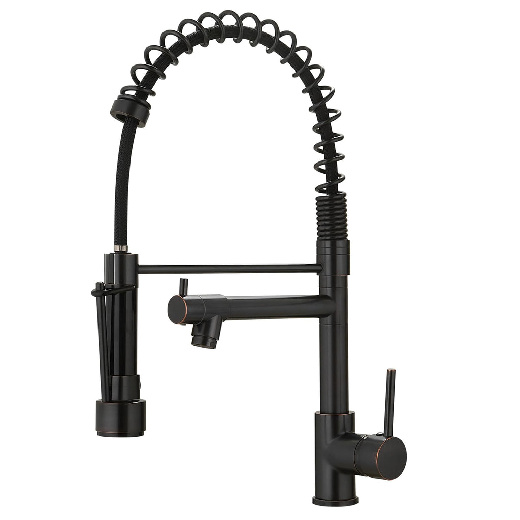 Oil Rubbed Bronze Kitchen Faucet,AIMADI Commercial Style Spring Kitchen Sink Faucet,Modern Single Handle Single Hole Kitchen Faucets with Pull Down Sprayer